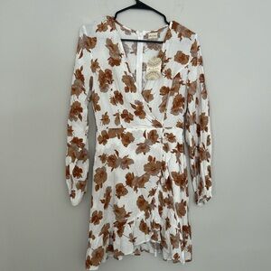 NWT Altar’d State Brown Floral Boho Wrap Dress